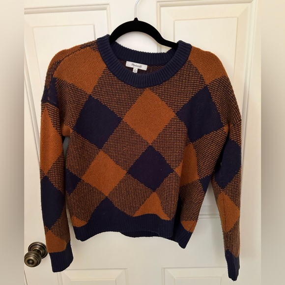 Madewell Mullen pullover wool blend sweater in plaid academia - Picture 2 of 4
